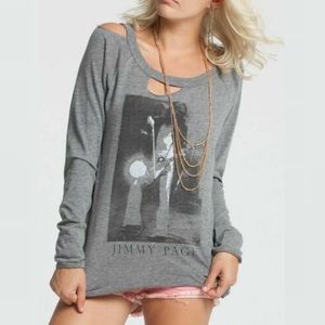 Jimmy Page distressed picture Deconstructed Long Sleeves Burnout Women t-shirt